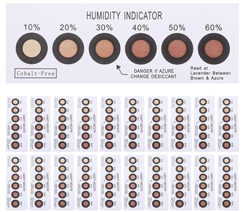 DOITOOL Humidity Indicator Cards 40 Pack Reusable 6-Spot Color Changing Strips for Real-Time Moisture Detection in Electronics Storage and PCB Packaging