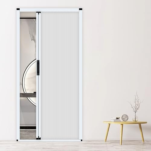 Porta a Soffietto Porta A Soffietto Invisibile 60 80 100 120 150 180 200 230 Cm Di Larghezza, Porta Scorrevole Pieghevole Completamente Oscurante Per Cucine/Bagni/Roulotte(White frame,68x193cm)