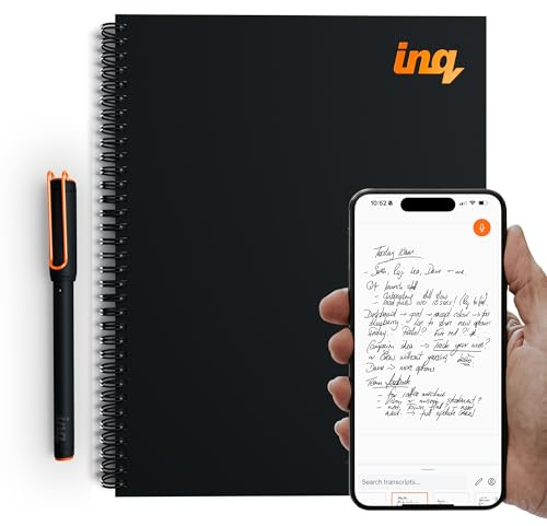 inq Smart Writing Set – Converts Handwriting to Text – Real Ink on Real Paper - AI Note Taking, Voice Recording and Transcription, For iPhone and Android - Smart Pen & Notebook (Letter Size)