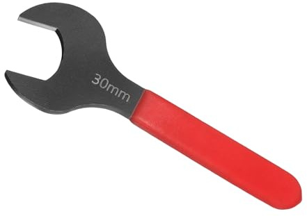 Awclub 30mm Open End Wrench, 15 Degree Offset Thin U-Shaped Spanner with Red Shank, Black Finish for Automotive Repair & Furniture Assembly
