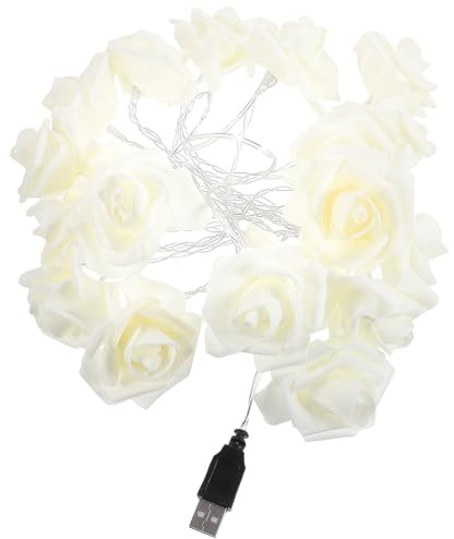 AKOOSY 20 LED Rose Flower String Light Plastic Wedding Holiday Decor | Bright White Glow, Three Metre Length, Charming Floral Style, Suitable for Doors and Walls, Indoor Party Decoration