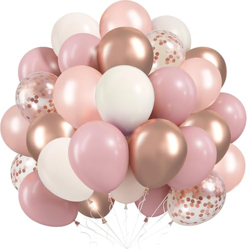 Ballons Rétro Rose Gold, 60 Pièces Hélium Ballons Rose Poussiéreux Or Rose