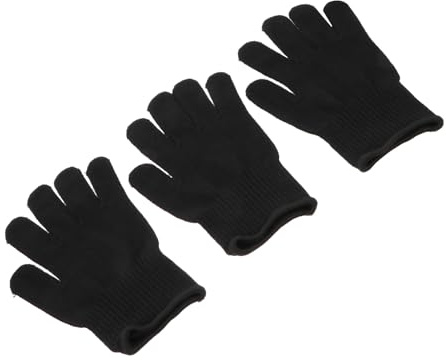 Outanaya Hitzebeständige Schutzhandschuhe 3 Stück-pack für Lockenwickler aus Baumwolle in Schwarz Komfortabel und Hitzebeständig für Haaret Styling im Friseursalon
