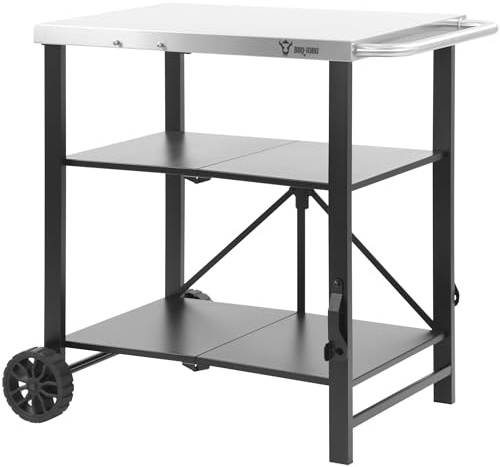 BBQ-Toro Grillwagen klappbar 60 x 80 x 82 cm | Silber/Schwarz | Servierwagen, Tischwagen, Grilltisch für Gasgrill | Beistelltisch, Grilltisch Edelstahl | Grillbeistelltisch Outdoor, Outdoor Theke