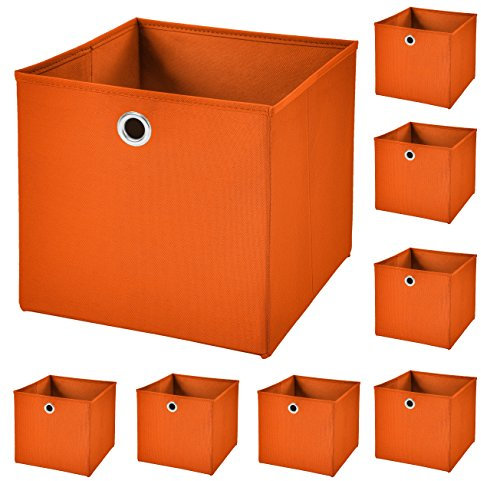 StickandShine 8er Set Orange Faltbox 28 x 28 x 28 cm Aufbewahrungsbox faltbar