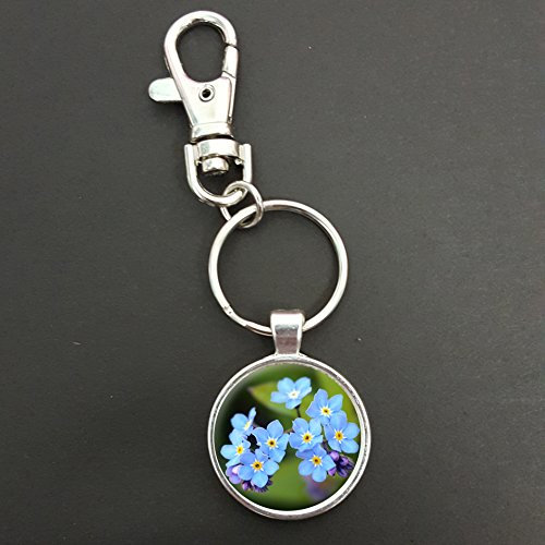 Forget Me Not Flower Pendant On A Spring Hook Keyring Bag Tag Ideal Birthday Gift N925