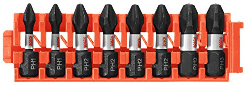 BOSCH CCSPHV108 8-Piece Assorted Set 1 in. Impact Tough Phillips Insert Bits with Clip for Custom Case System