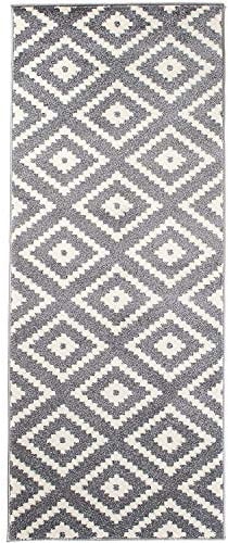 Carpeto Teppich Wohnzimmer 70x300cm Anthrazit Grau Raute Boho Weich Elegant | Teppich für Schlafzimmer Büro Esszimmer Pflegeleicht Fußbodenheizungsgeeignet Reinigungsmittelbeständig Kurzflor Synthetisch