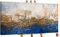 YS-Art Abstrakt Acryl Gemälde auf Leinwand Marine handgemalt Wandbilder Wohnzimmer modern Wohndekor Bilder Büro blau gold minimalistisch echte Kunst 120x60 cm