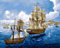 Awesocrafts Paint by Numbers Kits, Sailing Ships with American Flag, Sailboat Sail Boats Number Painting for Adults and Kids 16x20 inch (Sailing Ships, No Frame)