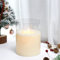 JHY DESIGN Large 3 Wicks Glass Candle Battery Operated with 6-Hour Timer, 20cm Dia Swing 3D Effect Flickering Battery Candle for Festival Party Christmas Winter (White)