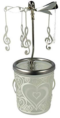 Windlicht Glas-Karussell mit Violinschlüssel (Herz)