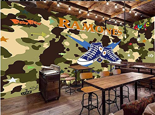 Benutzerdefinierte 3D-Wandbild Tapete Camouflage Gezeitenmarke Ktv Spielhalle Internetcafé Bekleidungsgeschäft Restaurant Hintergrundwand-150Cmx105Cm