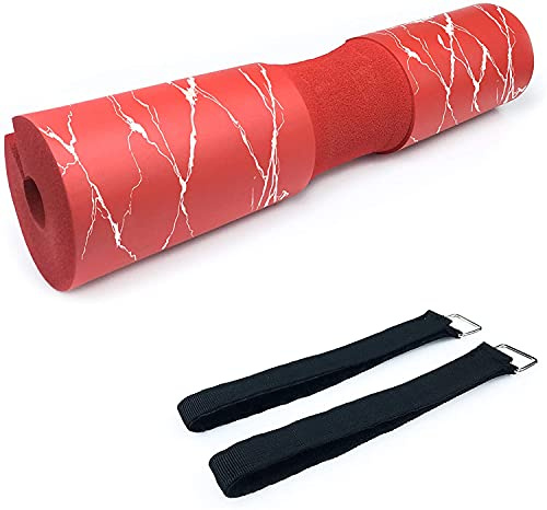 Morwealth Langhantel Polster,Barbell Squat Pad mit Klettverschlüssen Nackenpolster für Hip Thrust Gewichtheben und schwere Kniebeug Squat und Gewichtheben,Krafttraining für Männer und Frauen (Rot)