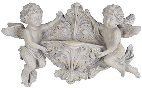 Wandfigur Pflanzentopf Gartenskulptur Engel Wandskulptur Aussenbereich Gartendekoration Outdoor Engel Barock Beige 35x56 cm lup042 Palazzo Exklusiv