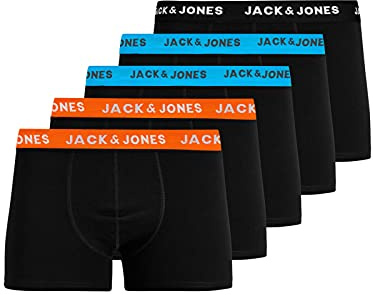JACK & JONES JACHuey Men's Boxer Shorts, Pack of 5 - Black - M
