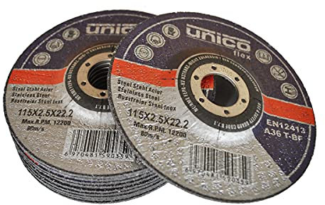 10 Stück Trennscheibe Ø 115mm, 2,5mm Stärke, gekröpft, 22,23mm Aufnahme für handgeführte Winkelschleifer. Geeignet für Stahl Edelstahl Inox Metall Stein etc.