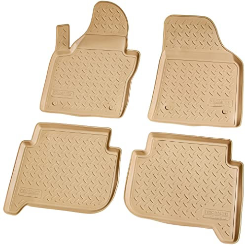 Recambo 3D Gummi Fußmatten kompatibel für VW Touran | 1T | BJ 2003-2015 | Auto Gummimatten | Passgenau | mit Rand | beige