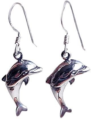 Silber Ohrringe Delfin 925 er Sterling Frauen Männer Schmuck