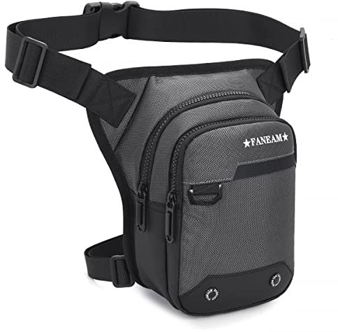 Faneam Beintasche Motorrad Herren Beintasche Taktisch Wasserdicht Multifunktionale Hüfttasche Sport Gürteltasche Große Kapazität Beintasche Herrenfür Motorrad Fahrrad Wandern Angeln, Grau