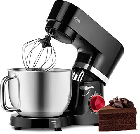Ufesa Elite Noir Batidora Amasadora Repostería Profesional, 1400W, 5.5L, Robot Cocina Multifunción, Bol en Acero Inoxidable, Mango Ergonómico, 6 Velocidades + Turbo, Sin BPA, Exclusivo Amazon
