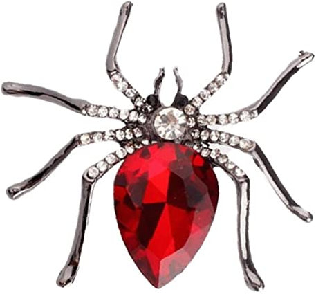 Steampunk-brosche Klar Rot Kristall Spinnen-anstecknadeln Perlen Ornament Party-Dekoration Schmuck Für Frauen Mädchen Damen