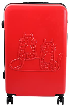 BiggDesign Cats Koffer Hartschale Mittelgroß | Reisetasche mit Rollen | Reisekoffer mit Kombinationsschloss | 4 Doppel Rollen | 360 Grad drehbar | Leicht | Rot
