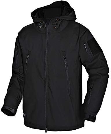 Wuzfully Softshelljacke Herren Militär Taktische Wasserdicht Winter Mantel mit Kapuze und Multifunktionalen Reißverschluss Taschen