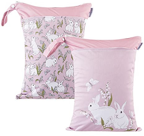 Maeau 2 Stück Wetbags für Stoffwindeln Windeltasche Wickeltasche Baby Wetbag Organiser Beutel Nasstaschen Kindergarten Nassbeutel Wiederverwendbare Wetbag Waschbar Gym Bag Wasserdicht, 30x40cm, 31