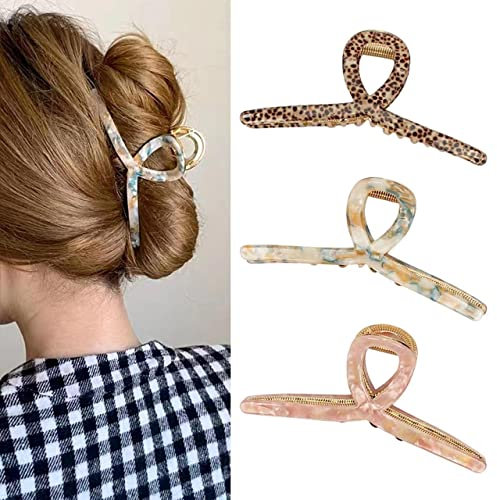 Große Haare Klauenclips Schmetterling Haarclips für Damen 4.7 Acetat Klauenclips Metall Haarclips für Mädchen Haarschmuck für langes und dickes Haar 3-teiliges Set