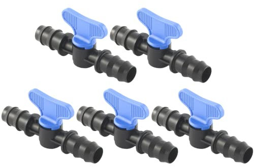 Mini Valvola a Cilindro, Rubinetto Portagomma per Impianti, Sistemi e Tubi di irrigazione a Goccia, Nero Made in Italy - Orto Facile (5, 16 x 16 mm)