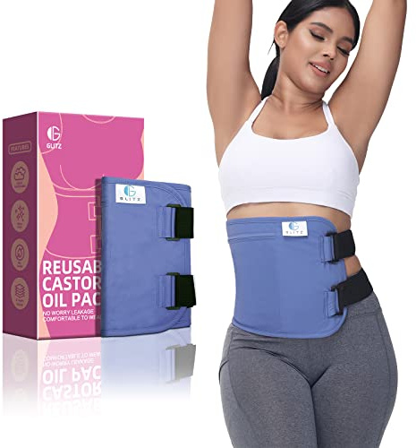 glitz Castor Oil Pack Wrap – Reusable Organic Castor Oil Packs for Liver Detox (Compress), Less Mess, Anti Leak Outer Layer, Soft Cotton (Violet)