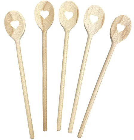 Balna 30 Stück Kochlöffel Herz Holz Holzkochlöffel oval zum Basteln (2. Wahl)