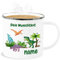 Emaille Becher Blechbecher - Tiere - Dino Dinos Dinosaurier - 300 ml - Weiß Silber - kinderbecher tasse personalisierte geschenke name tassen kindergarten tier kita trinkbecher tieren