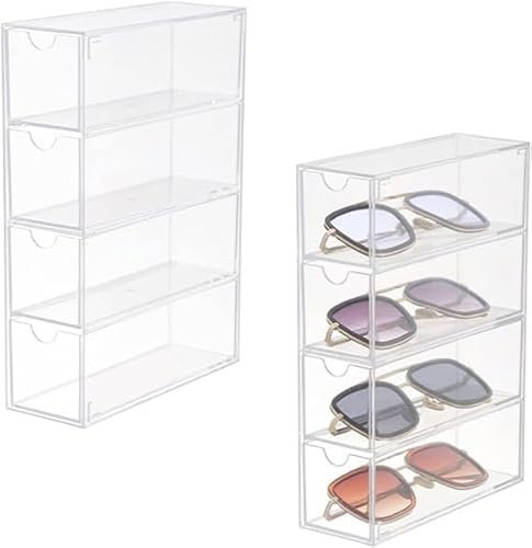 4 Schubladen Brillen Aufbewahrungs Organizer Box Clear Acryl Stapelbare Sonnenbrille Display Halter Organizer Make-up Bro Artikel 24.6x17.5x6.33cm