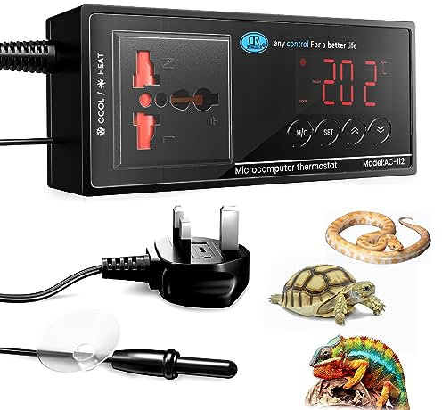Bonlux Digital Reptile Thermostat LED Heating and Cooling Temperature Controller, 1100W 220V Thermostats Outlet for Aquarium, Tortoise, Lizard, for Reptile Incubator Greenhouse Brewing Refrigerator