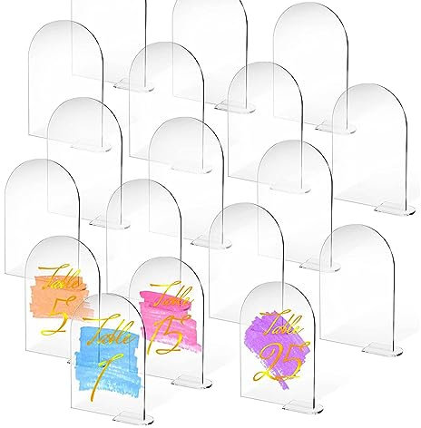yeemeen Panneau en Acrylique Transparent, 20Pcs Panneaux de Table en Acrylique Transparent, Numéros de Table de Mariage avec Support für Hochzeiten, Party, Meetings, Büro, Restaurants, Bar