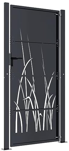 Tidyard Garden gate anthracite 105x180 cm steel grass design Model153170