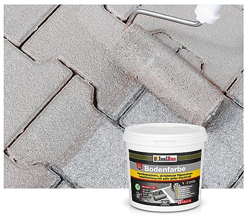 Isolbau Bodenfarbe - 7 kg - Boden- und Betonfarbe für Keller. Garage. Werkstatt - Wasserfeste Bodenbeschichtung für innen & außen - Steingrau (RAL)