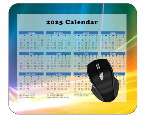 YENDOSTEEN 2025 Calendar Mouse PadLines Spots Light Color Desktop Notebook Mouse Mat for Working and Gaming