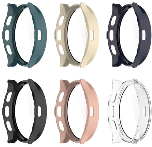 6 Pack Hard PC Case with Tempered Glass Screen Protector Compatible with Garmin Venu 3 Watch Bumper Guard Protective Cover Touch Sensitive Film