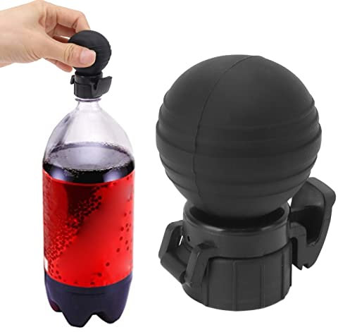 Estink Fizz Keeper Pump Cap, Bottle Lid Silicone Leak Proof Carbonated Drink Air Pump Lid, Black