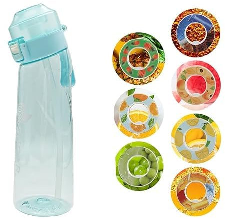 Gehanico Wasserflasche mit Fruchtduft, 650 ml, Wasserbecher mit Kapseln, Sport-Wasserbecher, BPA-frei, neue Fruchtduftflasche mit Strohhalm, ein lustiges Geschenk zum Trainieren der Lungenkapazität,