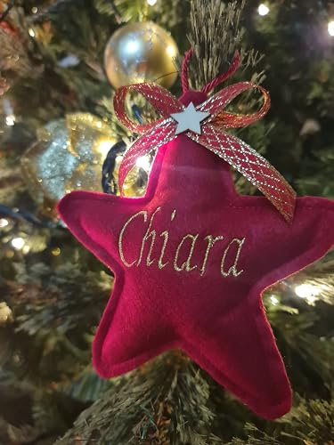Stellina appendino per decorazioni, albero di natale, personalizzabile, dimensioni 14 cm (Bordeaux)