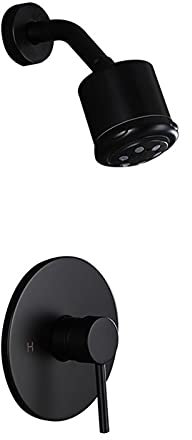 Rubinetto per doccia nero, miscelatore per doccia nero opaco, valvola grezza inclusa, cromato (colore : Nero)