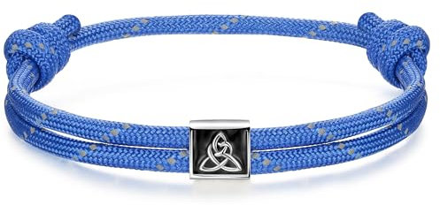 J.Endéar Nautisches Armband für Herren, Keltischer Knoten Armband Silber 925 für Damen, Surf Segeltau Paracord Armband Blau für Jungen