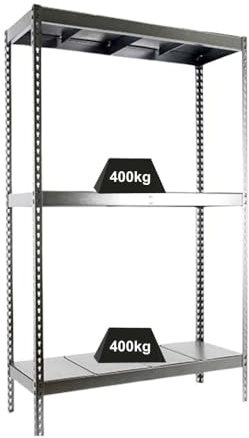 PROREGAL Schwerlastregal Big Metal YETI Three | HxBxT 200x180x60cm | Fachlast 400kg | Verzinkt | Regal Standregal Werkstattregal Lagerregal Kellerregal