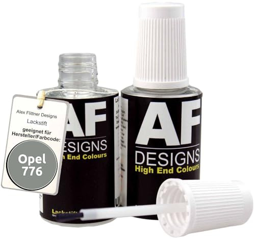 Alex Flittner Designs Lackstift für Opel LICHTGRAU 776 2x20 ml | Lackstift Set geeignet für Farbcode: 776 und Farbname: LICHTGRAU