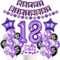 Decorazione festa 18 anni viola,Decorazioni Compleanno 18 anni ragazza viola,Decorazione 18 ragazza compleanno viola,decorazione torta compleanno 18 anni,Palloncini 18 anni viola nero ragazza