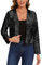 LADI TREND Womens Sequin Long Sleeve Shrugs Cardigans Bolero Cropped Open Front Fully Lined Jacket for Weddings Evening Events (Black S)